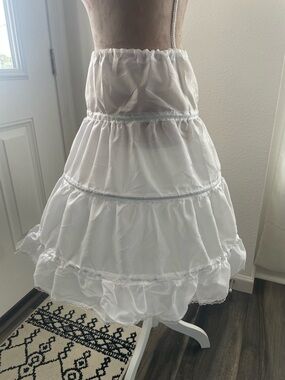 White Layered Petticoat Hoop Skirt Slip - Women's Underskirt